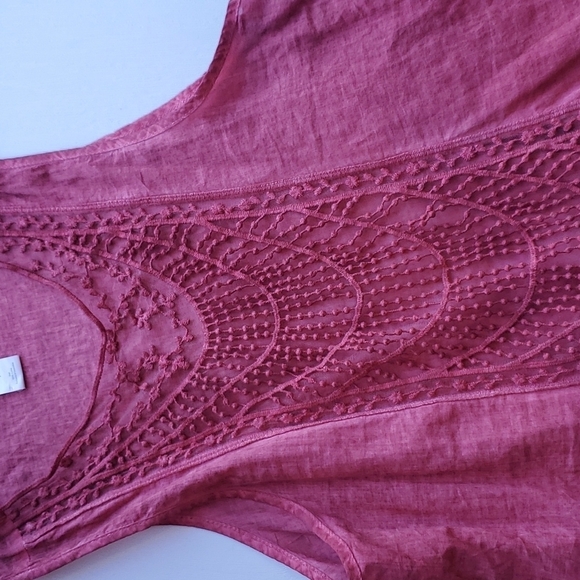 The Pyramid Collection Red Layered Lagenlook Vest and Tunic with Ruffles S - Picture 6 of 9